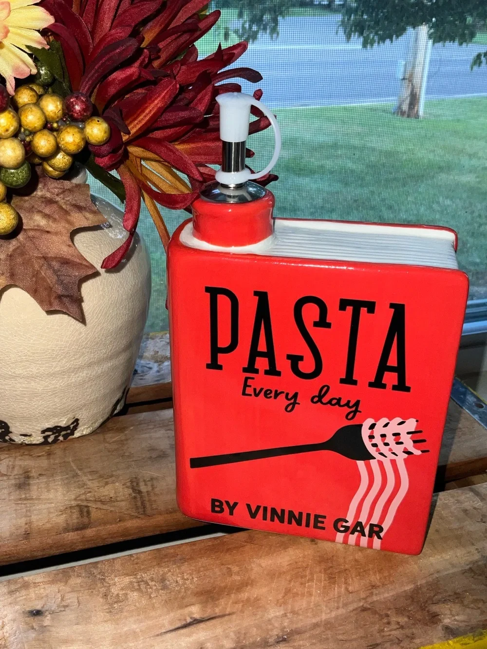 Red Pasta Every Day Cookbook Vinegar Bottle ~ New